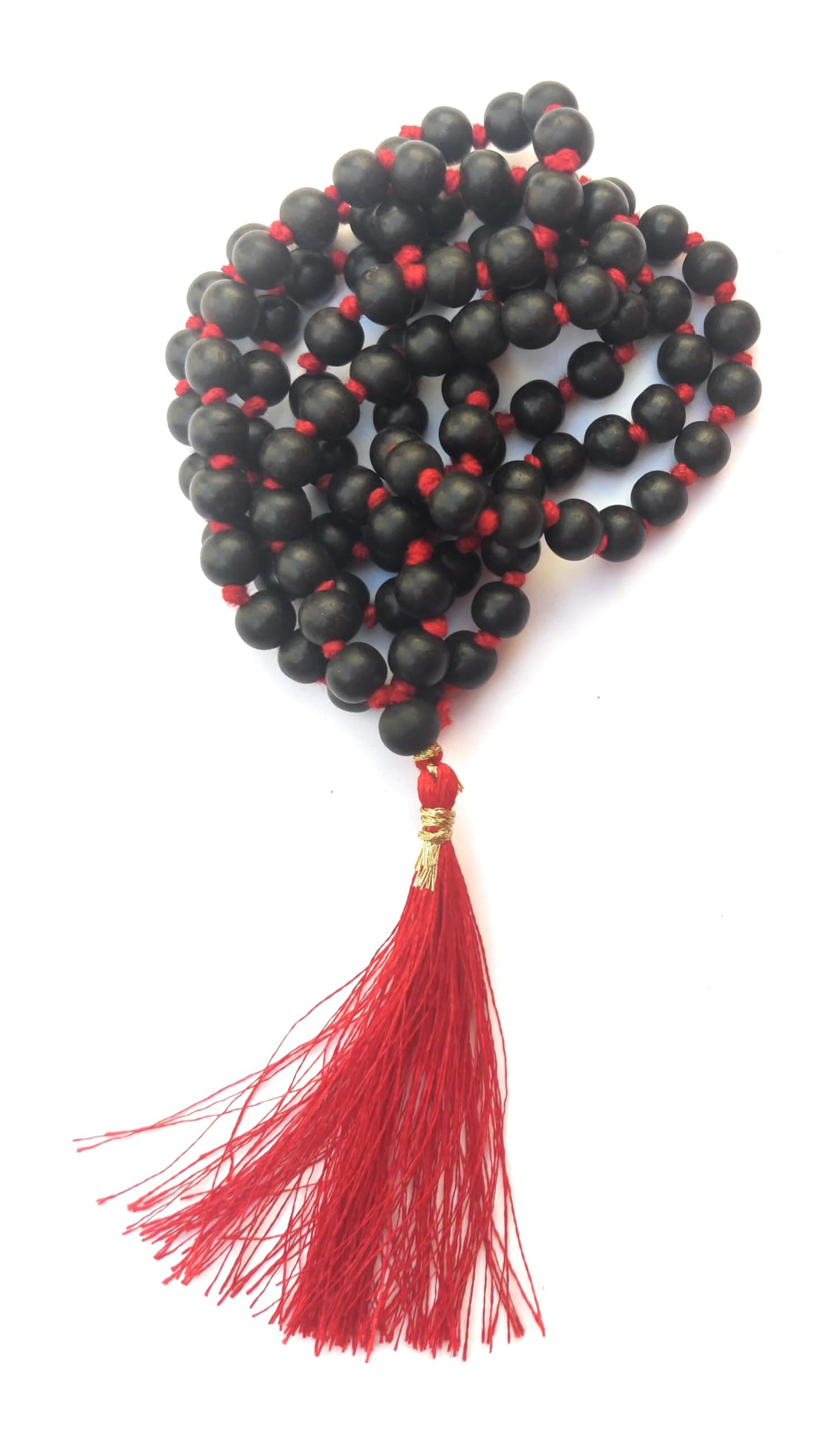 Apnisanskriti Premium Lab Certified Karungali Mala 8mm (Ebony Mala) - Black with Knots, Matte Finish (Pack of 1)