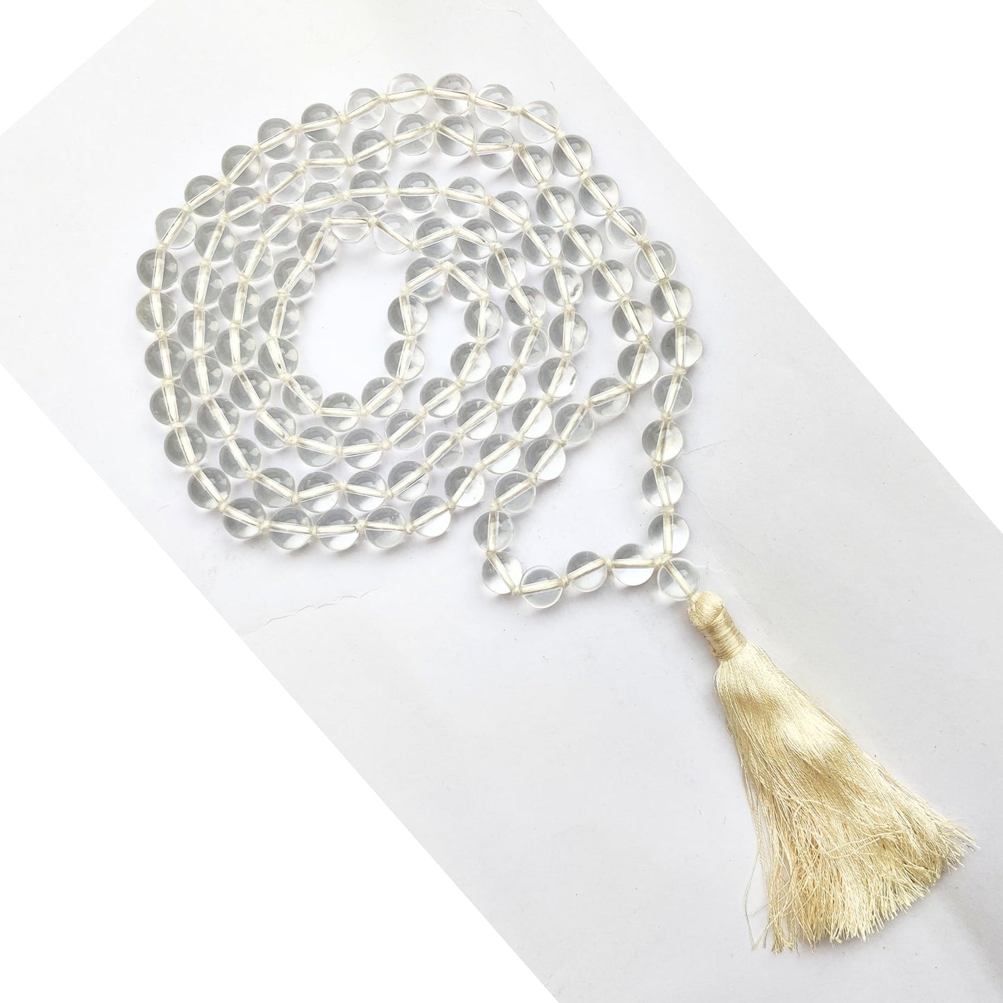 Apnisanskriti Sphatik Jaap Mala for Pooja (108+1 Beads, 10mm Beads) for Men and Women - A+ Transparent Semi-Precious Gem Stone Crystals - Pack of 1