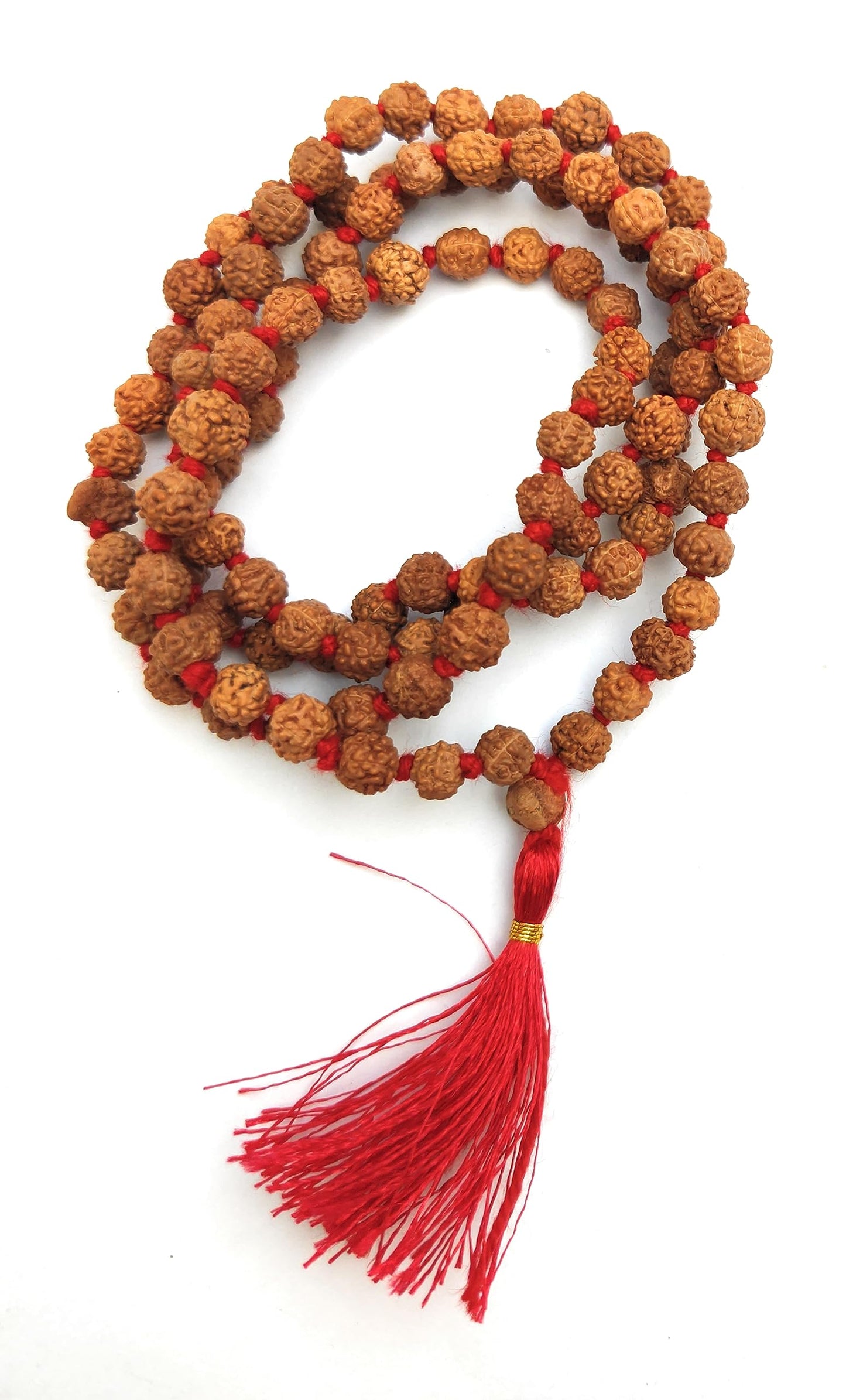 Apnisanskriti Lab Certified 5 Mukhi Rudraksha Mala Men/Women Wearing (6mm, Medium Bead Size, Chest Length, 108+1) - Natural Rudraksha Beads - Pack of 1