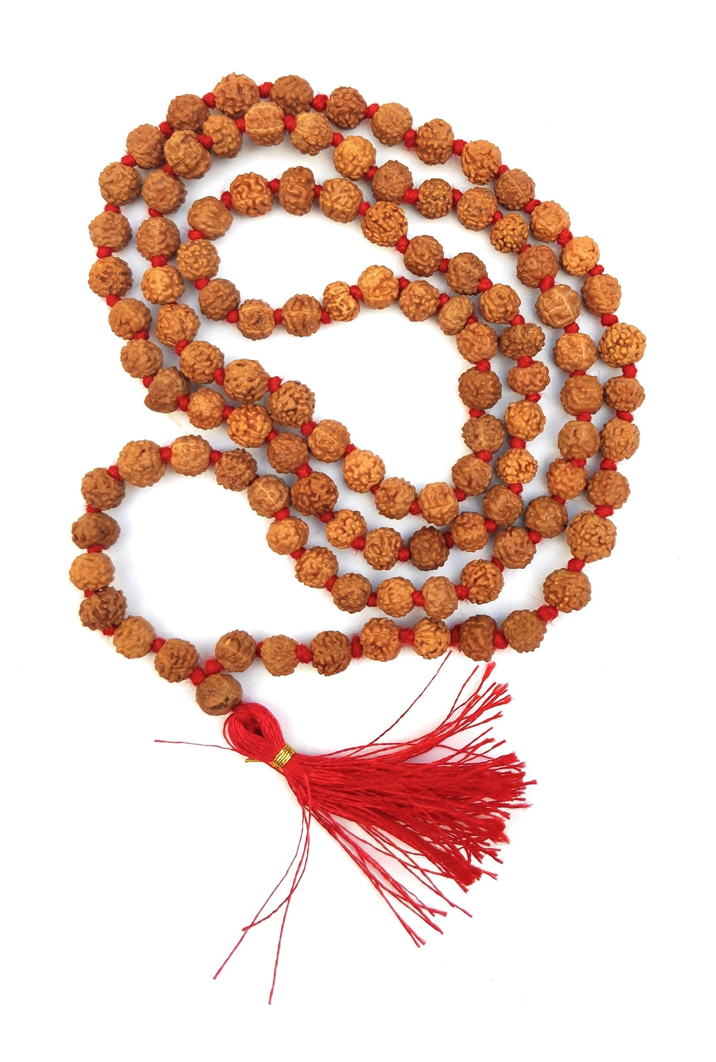 Apnisanskriti Lab Certified 5 Mukhi Rudraksha Mala Men/Women Wearing (6mm, Medium Bead Size, Chest Length, 108+1) - Natural Rudraksha Beads - Pack of 1