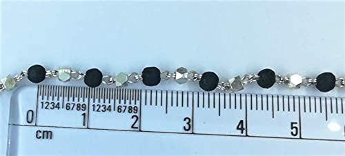 Apnisanskriti Black & White Tulsi Mala in Silver Designer Caps - Special Edition Big Size - Natural White Tulsi Beads - Pure Silver