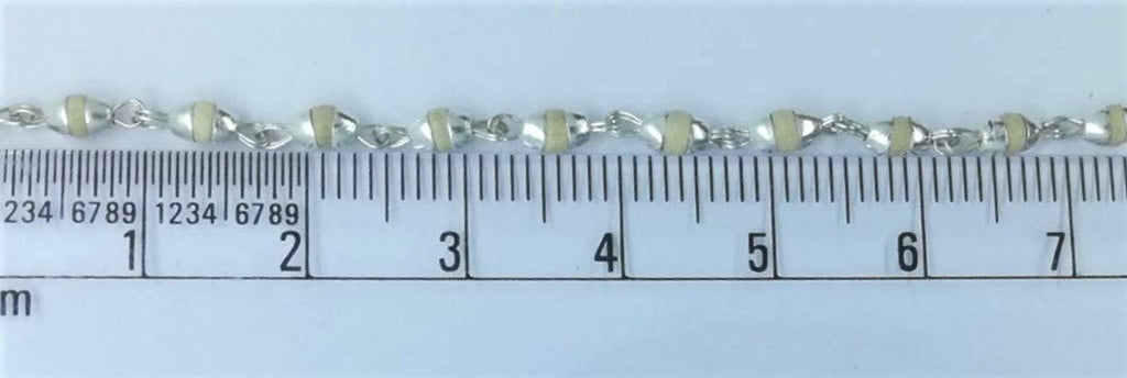 Apnisanskriti Black & White Tulsi Mala in Silver Designer Caps - Special Edition Big Size - Natural White Tulsi Beads - Pure Silver