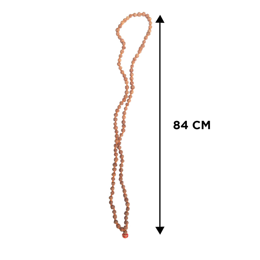 Apnisanskriti 5 Mukhi Rudraksha Mala for Men/Women Wearing (6mm, Chest Length, 108+1, Untreated Natural Colour, Lab Certified) - Pack of 1