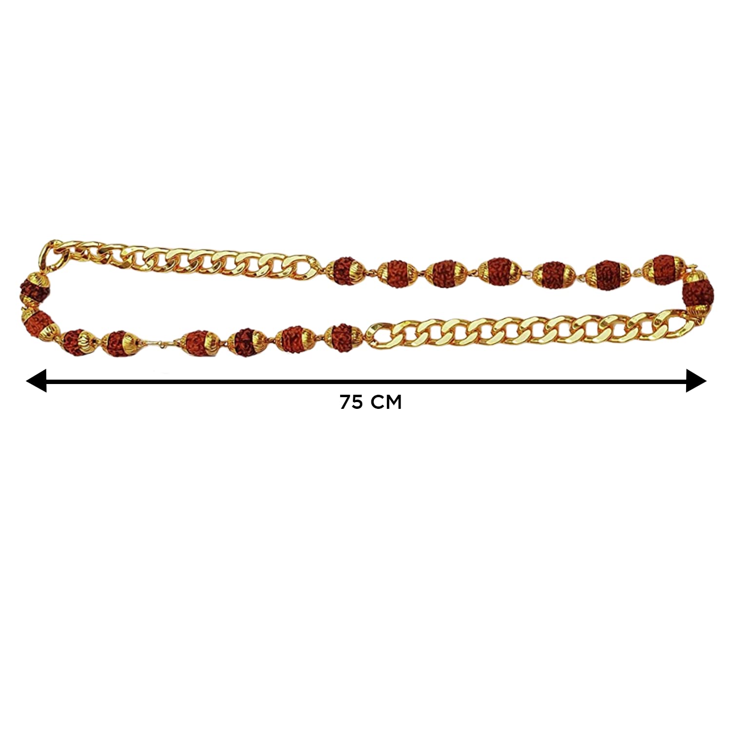 Apnisanskriti Designer Rudraksha Mala with Golden Chain (16 Beads,10 mm Beads, 19 Inch, Medium Length) Natural Rudraksh Beads (Pack of 1)