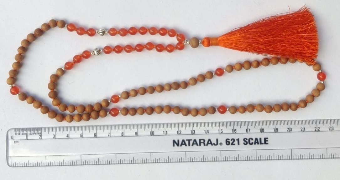 Apnisanskriti Chandan Mala (Sandalwood Rosary) For Men And Women Wearing (6Mm, Medium Size, 108+1, Lab Certified )Natural Chandan Beads