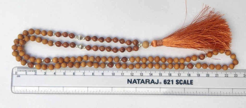 Apnisanskriti Chandan Mala (Sandalwood Rosary) For Men And Women Wearing (6Mm, Medium Size, 108+1, Lab Certified )Natural Chandan Beads