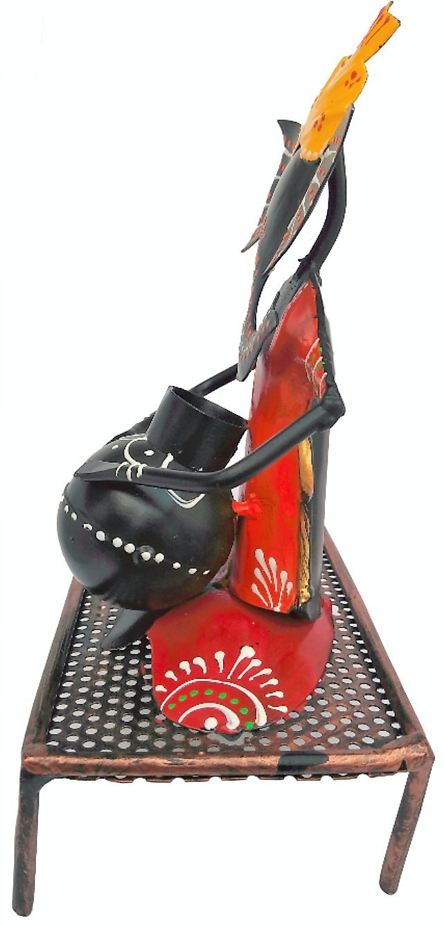 Apnisanskriti Home decorative handicraft Lord Ganesha with musical instruments with antique handmade work (15 X 9.5 X 12 CM each) - Multi color - Brass - pack of 3