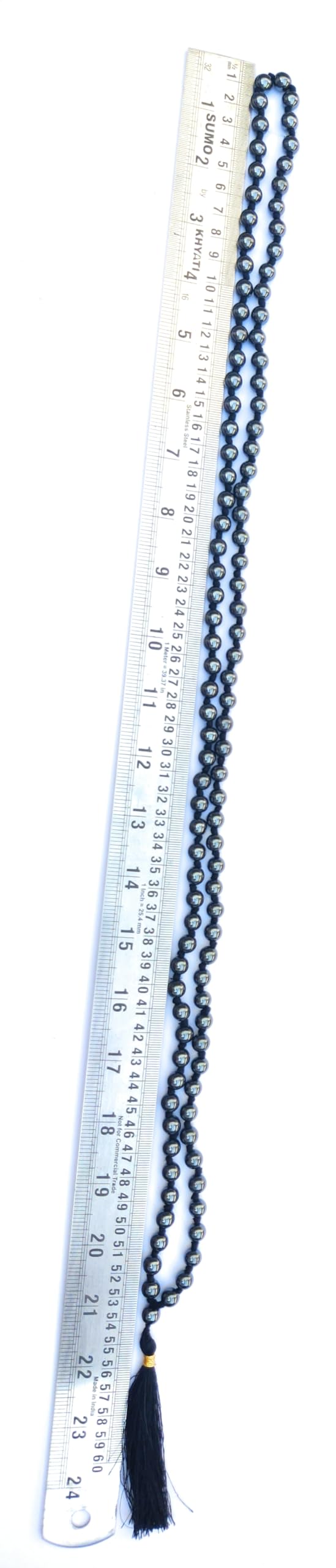 Apnisanskriti 8mm Hematite Mala - Strength and Stability in Spiritual Practice (Pack of 1)