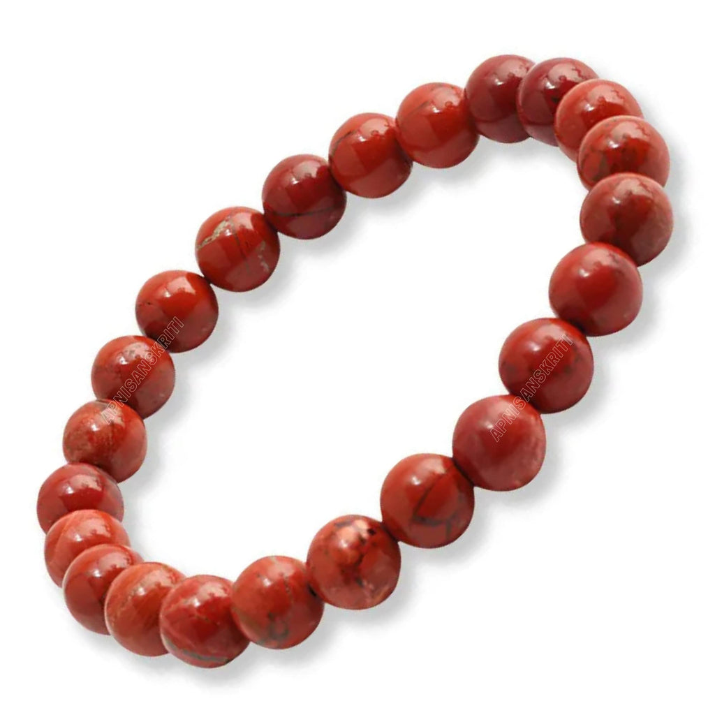 Apnisanskriti Certified Stone Bracelet (8mm) – Natural Reiki Feng Shui Round Gemstone – Free Size for Men & Women