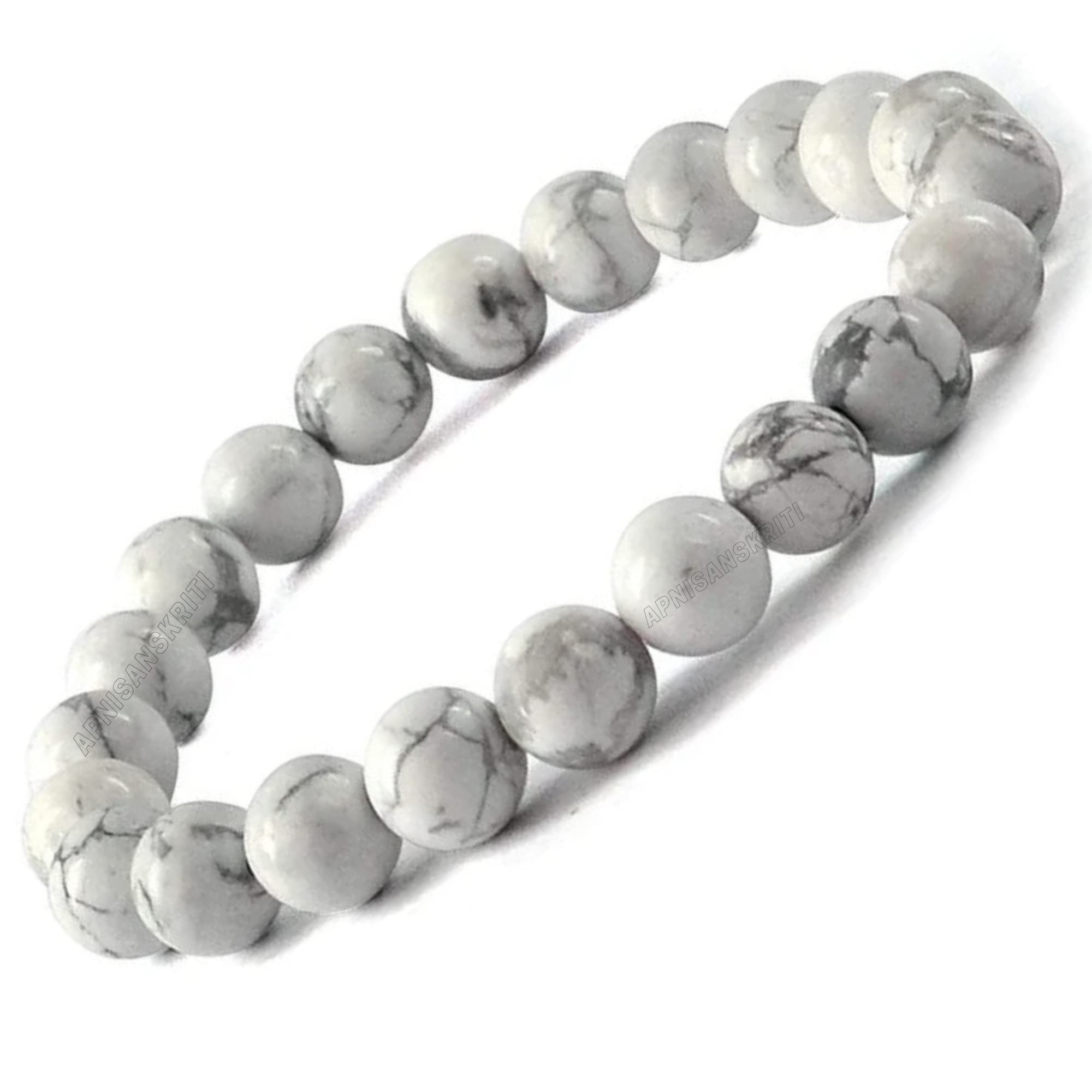 Apnisanskriti Certified Stone Bracelet (8mm) – Natural Reiki Feng Shui Round Gemstone – Free Size for Men & Women