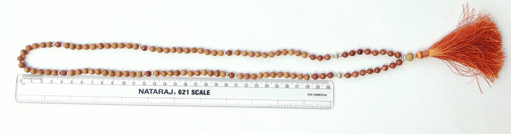 Apnisanskriti Chandan Mala (Sandalwood Rosary) For Men And Women Wearing (6Mm, Medium Size, 108+1, Lab Certified )Natural Chandan Beads