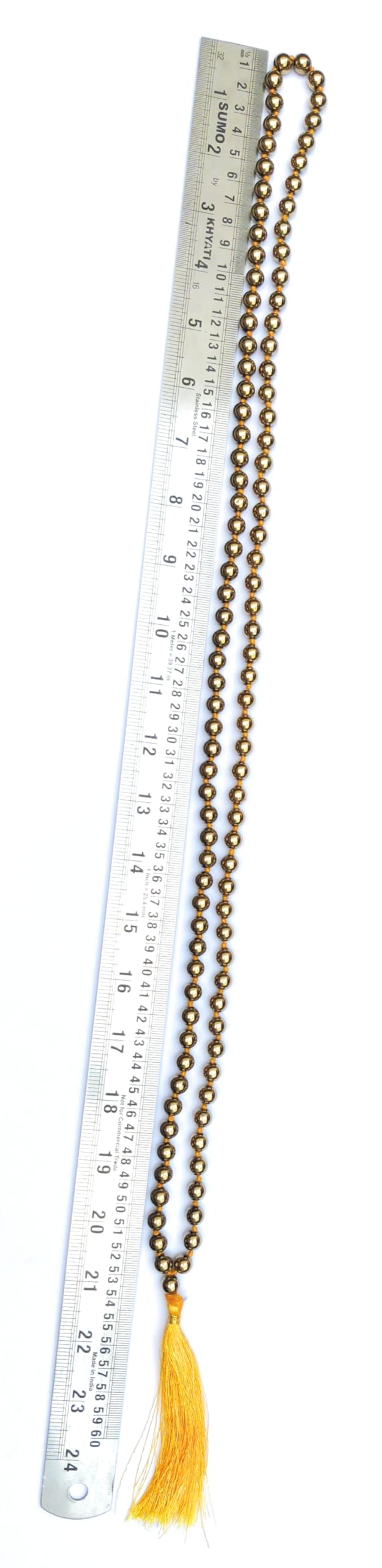 Apnisanskriti 8mm Golden Pyrite Mala - Energizing Beads for Prosperity and Spiritual Clarity (Pack of 1)