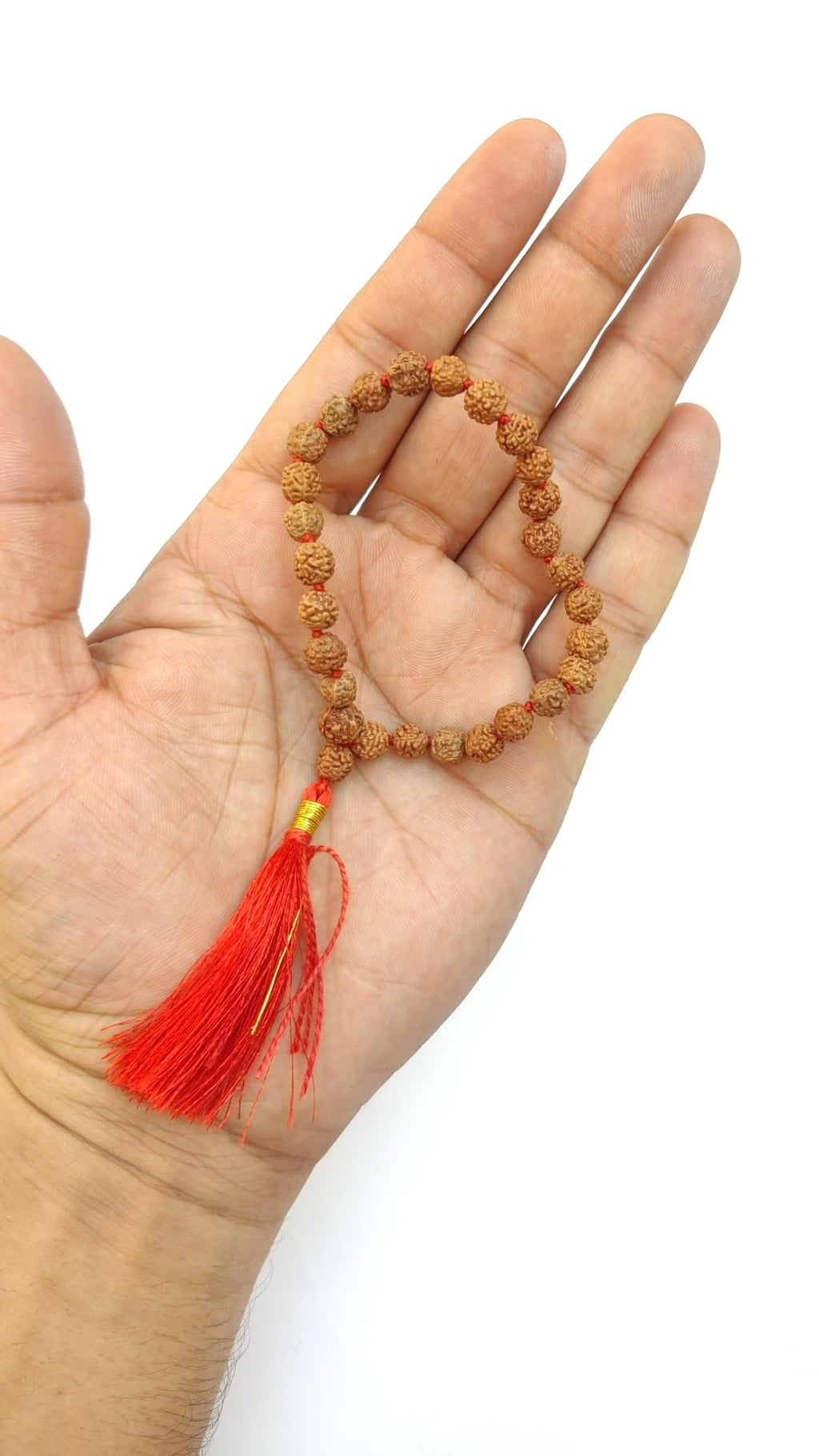 Apnisanskriti 5 Mukhi Sumarini Rudraksha Mala Men/Women for Jaap (7mm, Medium Bead Size, 27 Beads, Lab Certified) - Natural Brown Rudraksha Beads - Pack of 1