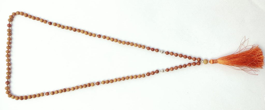 Apnisanskriti Chandan Mala (Sandalwood Rosary) For Men And Women Wearing (6Mm, Medium Size, 108+1, Lab Certified )Natural Chandan Beads