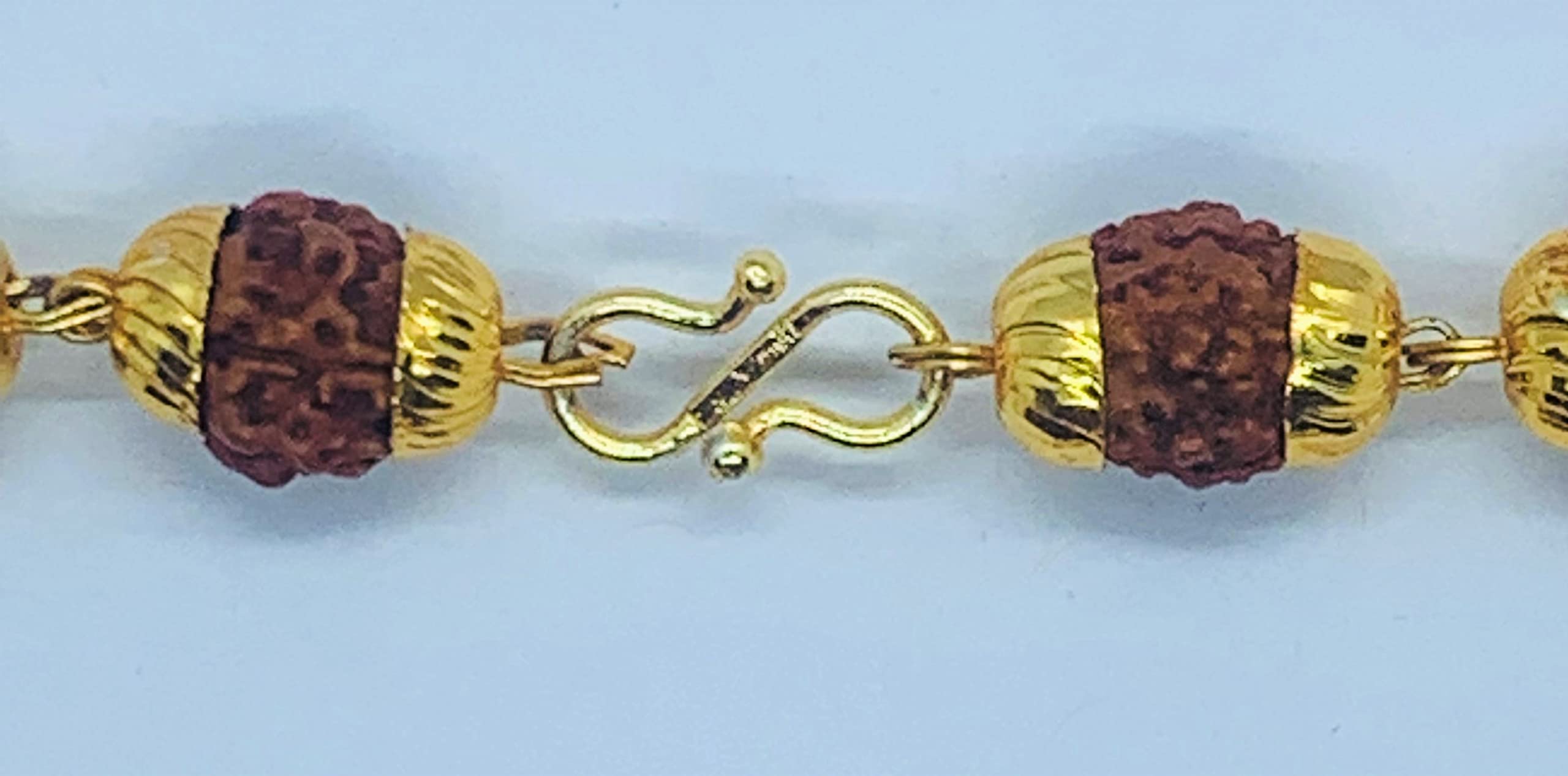 Apnisanskriti Designer Rudraksha Mala with Golden Chain (10 mm, 20 Beads, 24 Inch, Long Length) - Natural Rudraksh Beads - Pack of 1