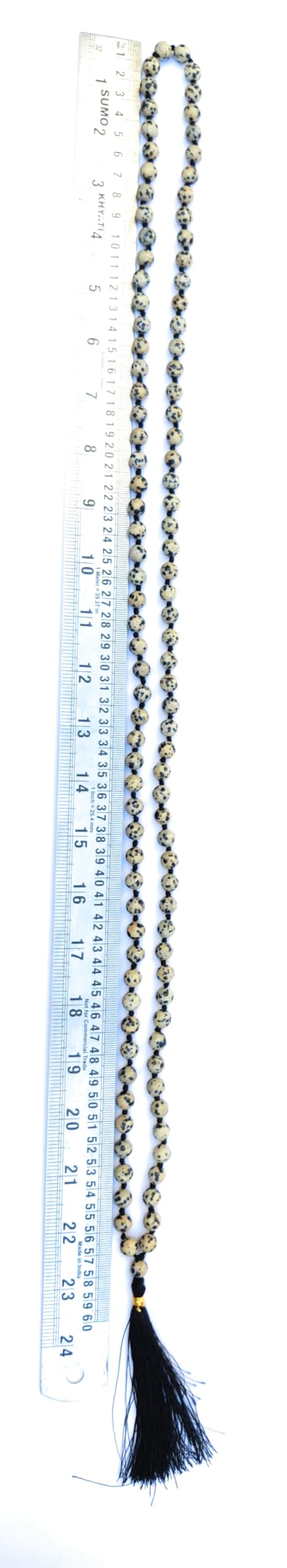 Apnisanskriti 8mm Dalmatian Jasper Mala - Grounding Beads for Joy and Spiritual Harmony (Pack of 1)