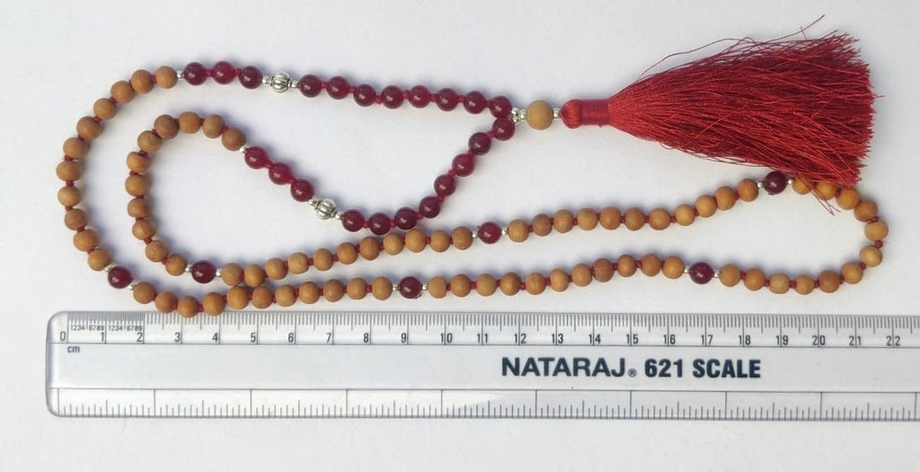 Apnisanskriti Chandan Mala (Sandalwood Rosary) For Men And Women Wearing (6Mm, Medium Size, 108+1, Lab Certified )Natural Chandan Beads