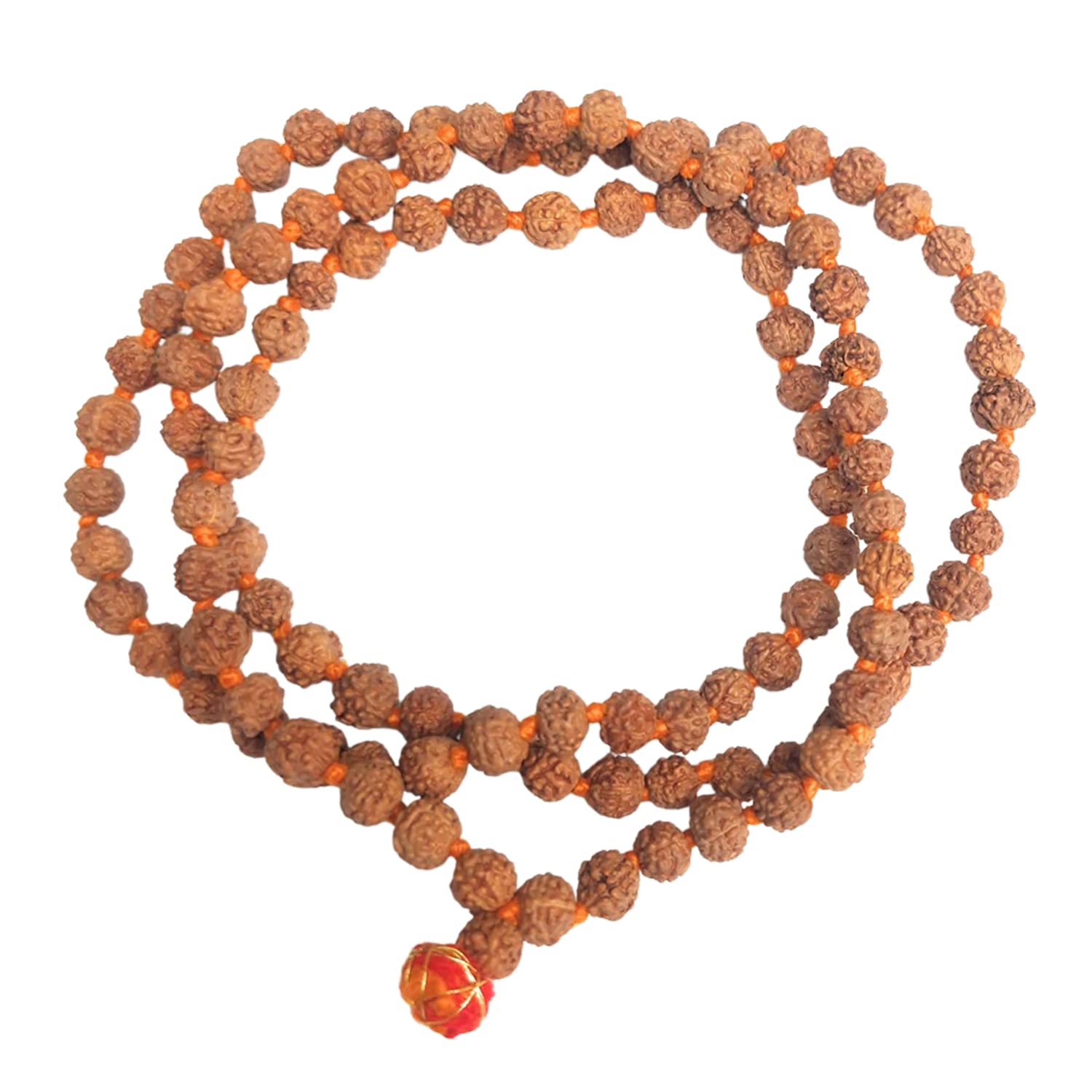 Apnisanskriti 5 Mukhi Rudraksha Mala for Men/Women Wearing (6mm, Chest Length, 108+1, Untreated Natural Colour, Lab Certified) - Pack of 1