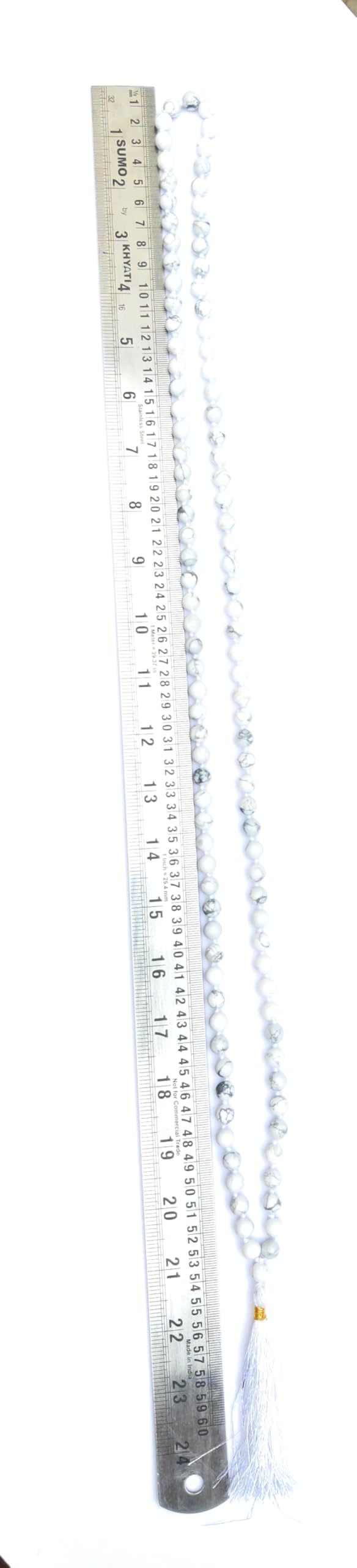 Apnisanskriti 8mm Howlite Mala - Calming Beads for Stress Relief and Spiritual Balance (Pack of 1)