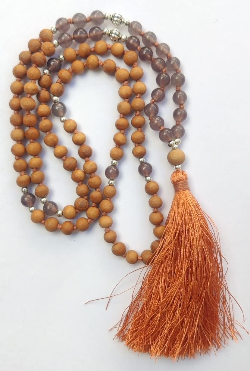 Apnisanskriti Chandan Mala (Sandalwood Rosary) For Men And Women Wearing (6Mm, Medium Size, 108+1, Lab Certified )Natural Chandan Beads