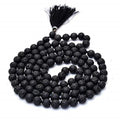 Apnisanskriti Black Valcano Lava Stone Mala for Men and Women (27 Inch, 108+1, Lab Certified) - A+ Black Rare Jwala Mukhi Stone - Pack of 1
