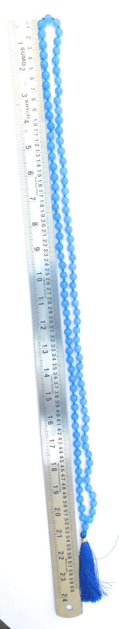 Apnisanskriti 8mm Blue Chalcedony Mala - Serenity and Communication in Spiritual Practice (Pack of 1)