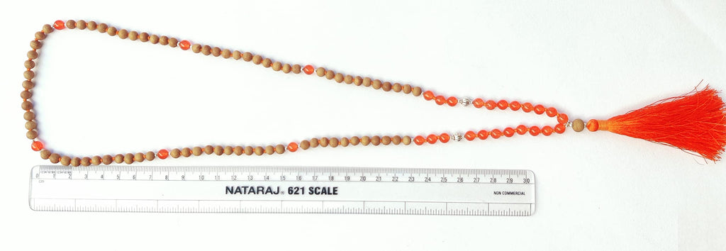 Apnisanskriti Chandan Mala (Sandalwood Rosary) For Men And Women Wearing (6Mm, Medium Size, 108+1, Lab Certified )Natural Chandan Beads