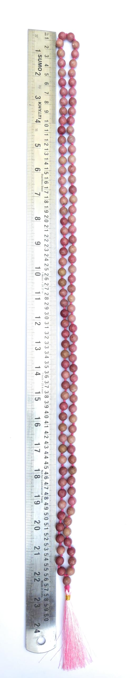 Apnisanskriti 8mm Rhodochrosite Mala - Love and Compassion in Spiritual Practice (Pack of 1)