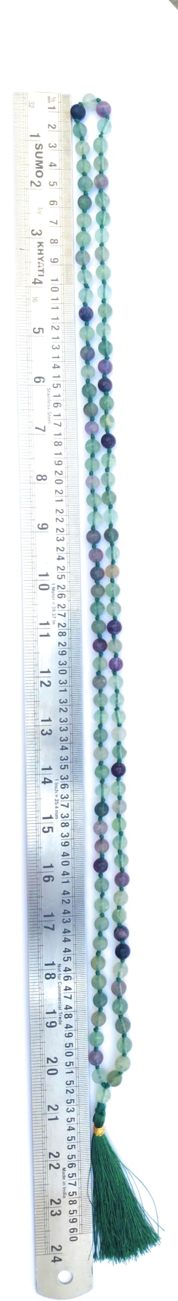 Apnisanskriti 8mm Multi Fluorite Mala - Harmony and Focus in Spiritual Practice (Pack of 1)