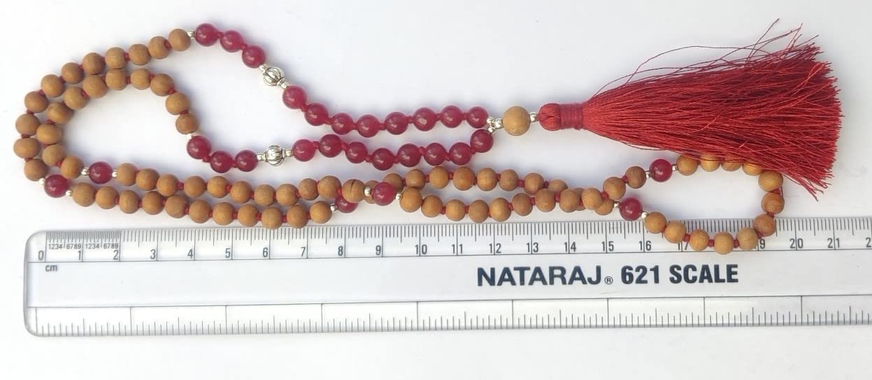 Apnisanskriti Chandan Mala (Sandalwood Rosary) For Men And Women Wearing (6Mm, Medium Size, 108+1, Lab Certified )Natural Chandan Beads