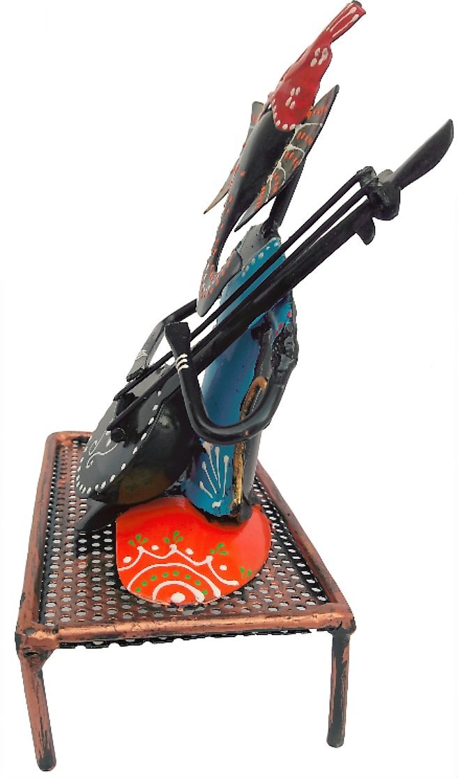 Apnisanskriti Home decorative handicraft Lord Ganesha with musical instruments with antique handmade work (15 X 9.5 X 12 CM each) - Multi color - Brass - pack of 3