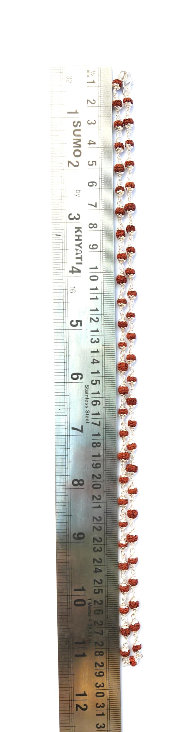 Apnisanskriti Premium Lab Certified Pure Silver Rudraksha Mala - Zero Size (Pack of 1)