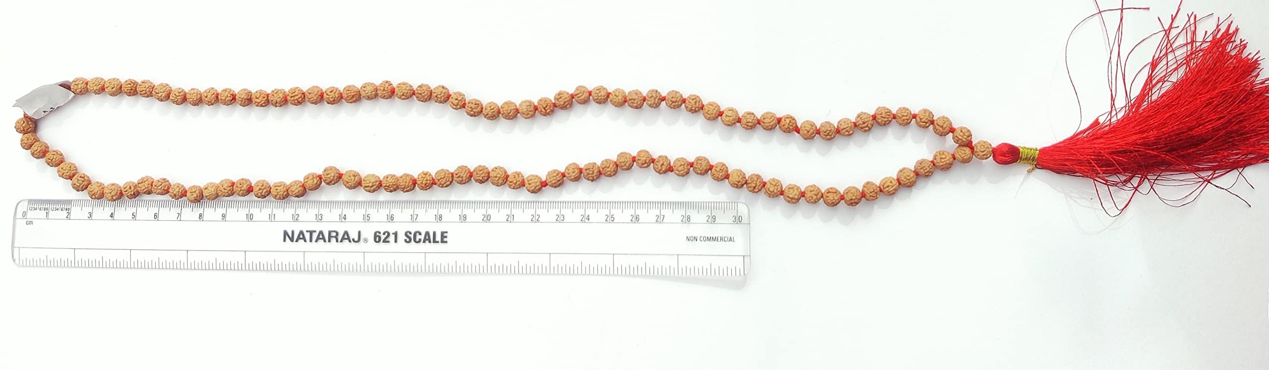 Apnisanskriti 5 Mukhi Chikni Pathri Rudraksha Mala For Men/Women Wearing (8mm, Lab Certified, Medium Bead Size, 108+1) - A+ Grade - 100% Natural Brown Rudraksh Beads - Pack Of 1