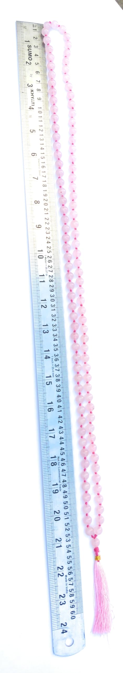 Apnisanskriti 8mm Rose Quartz Mala - Love and Compassion in Spiritual Awakening (Pack of 1)