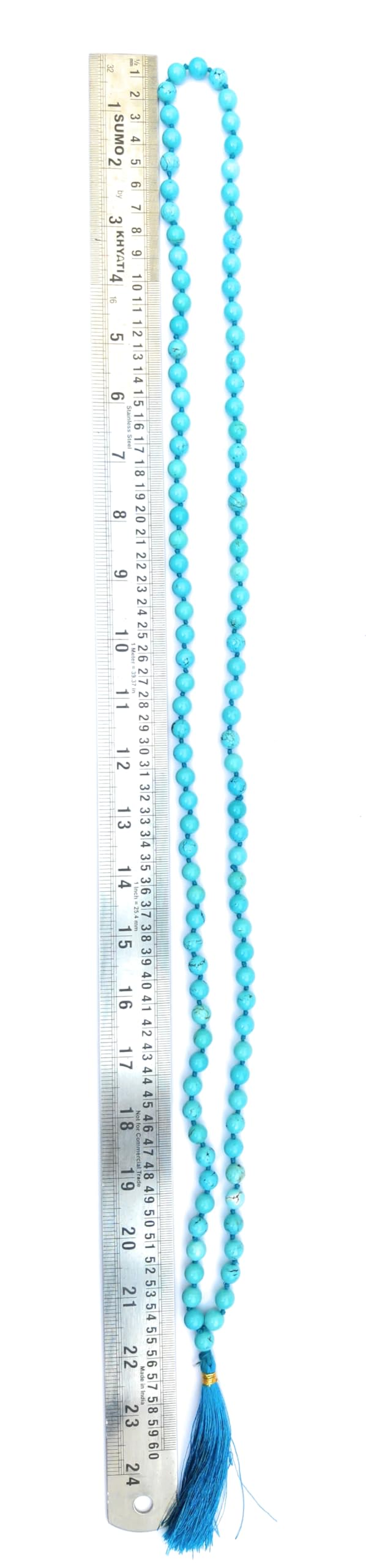 Apnisanskriti 8mm Phiroza Turquoise Mala - Serene Beads for Spiritual Harmony (Pack of 1)