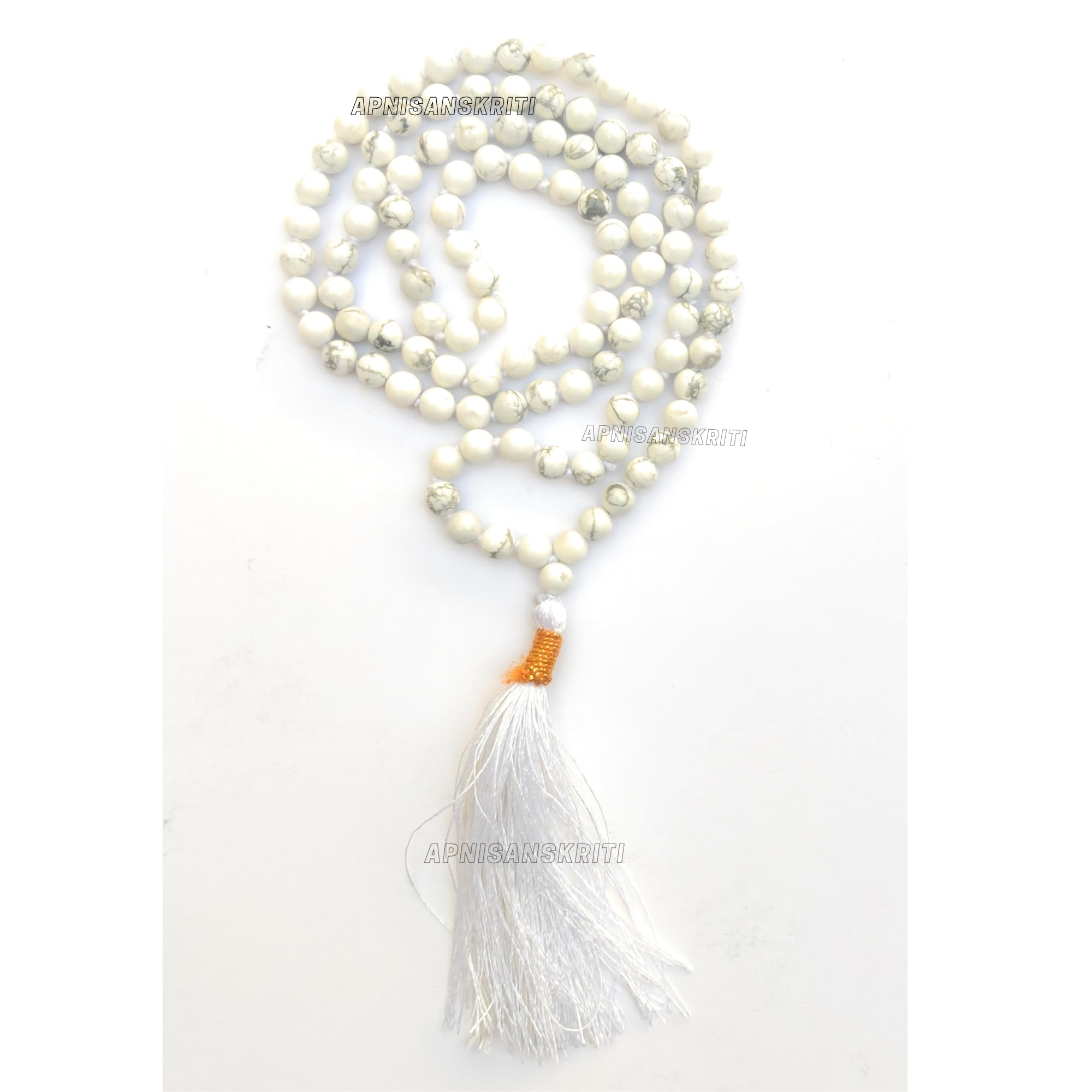 Apnisanskriti Premium Stone Mala for Men and Women (6mm, AAA Quality, Lab Certified, 108+1) - Natural Stone Beads Mala - Pack of 1