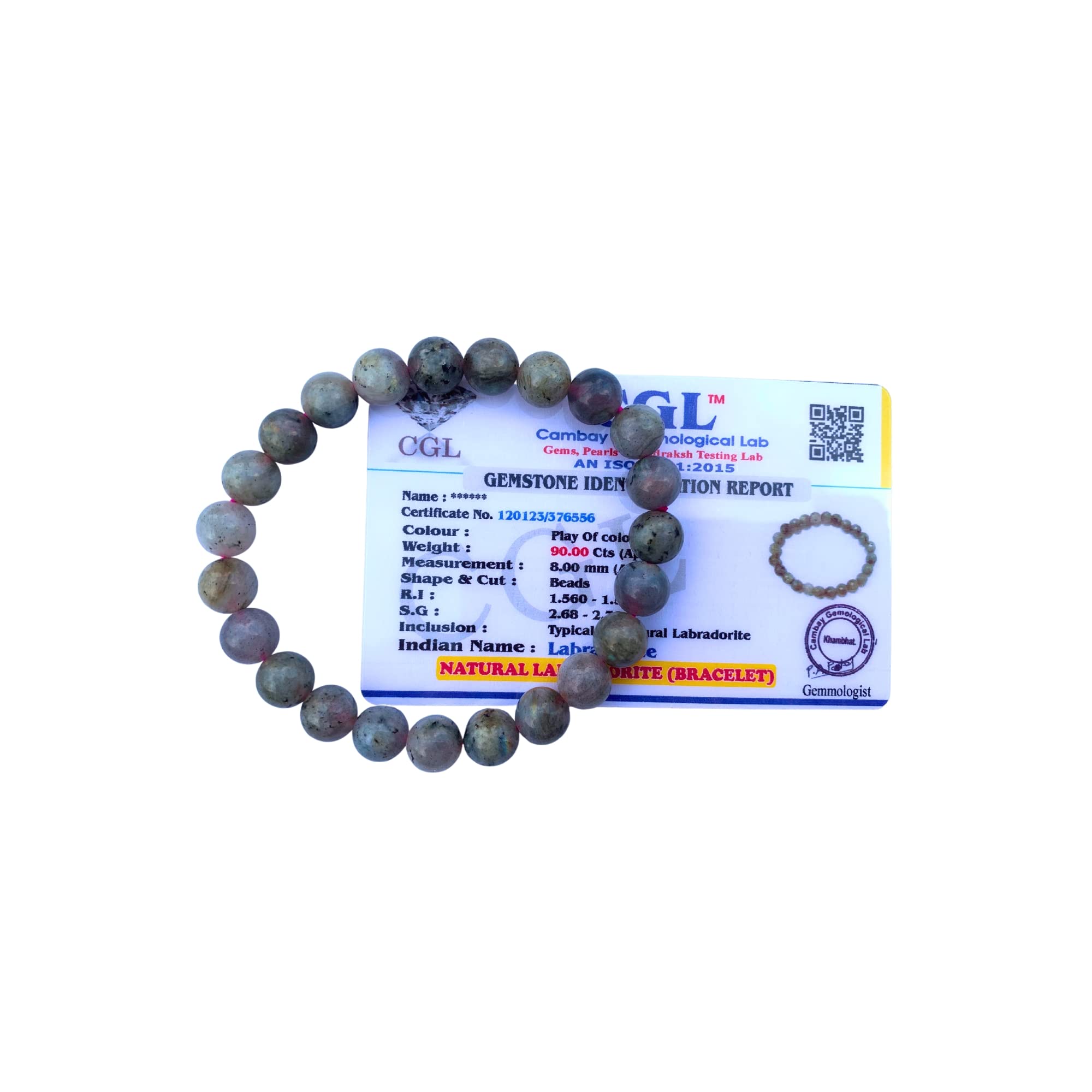 Apnisanskriti Certified Stone Bracelet (8mm) – Natural Reiki Feng Shui Round Gemstone – Free Size for Men & Women