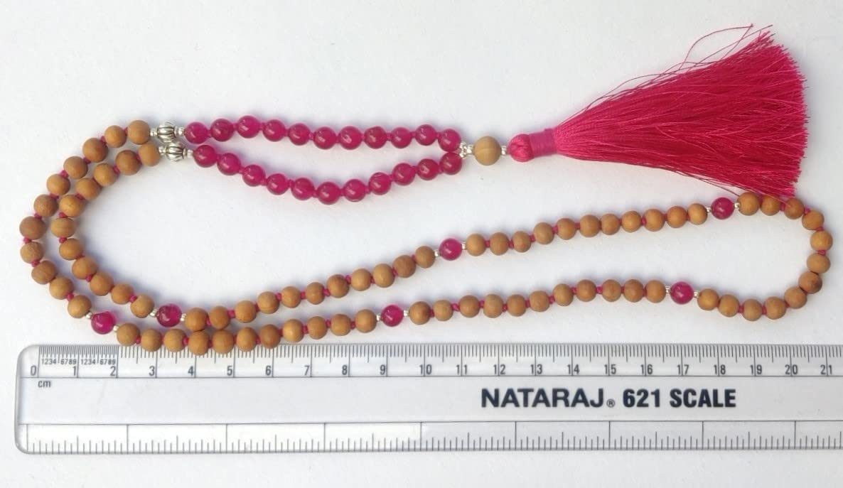 Apnisanskriti Chandan Mala (Sandalwood Rosary) For Men And Women Wearing (6Mm, Medium Size, 108+1, Lab Certified )Natural Chandan Beads
