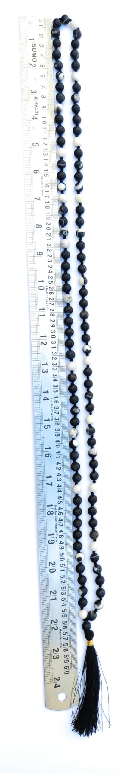 Apnisanskriti 8mm Zebra Jasper Mala - Harmonizing Beads for Balance and Spiritual Clarity (Pack of 1)