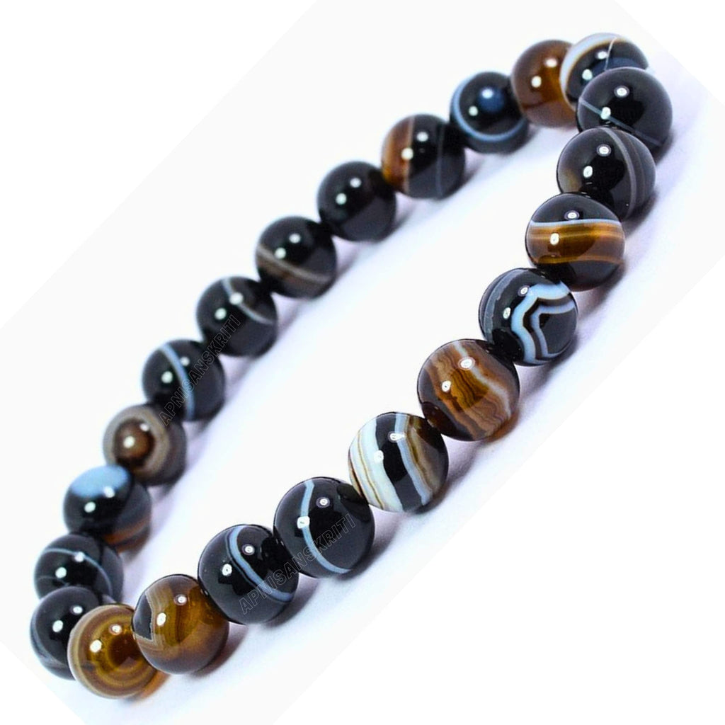 Apnisanskriti Certified Stone Bracelet (8mm) – Natural Reiki Feng Shui Round Gemstone – Free Size for Men & Women