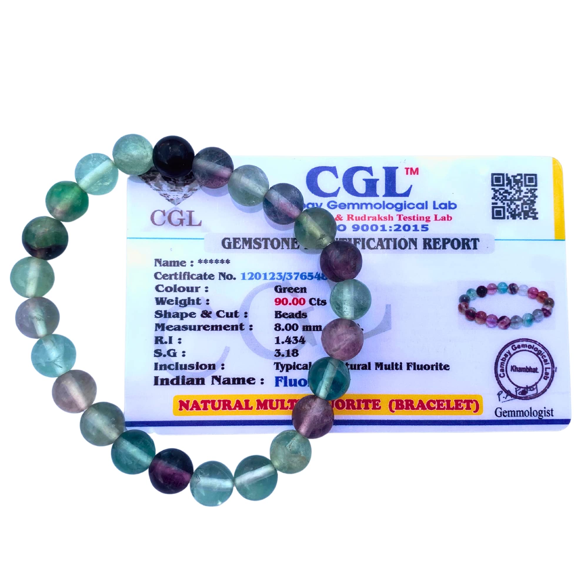 Apnisanskriti Certified Stone Bracelet (8mm) – Natural Reiki Feng Shui Round Gemstone – Free Size for Men & Women