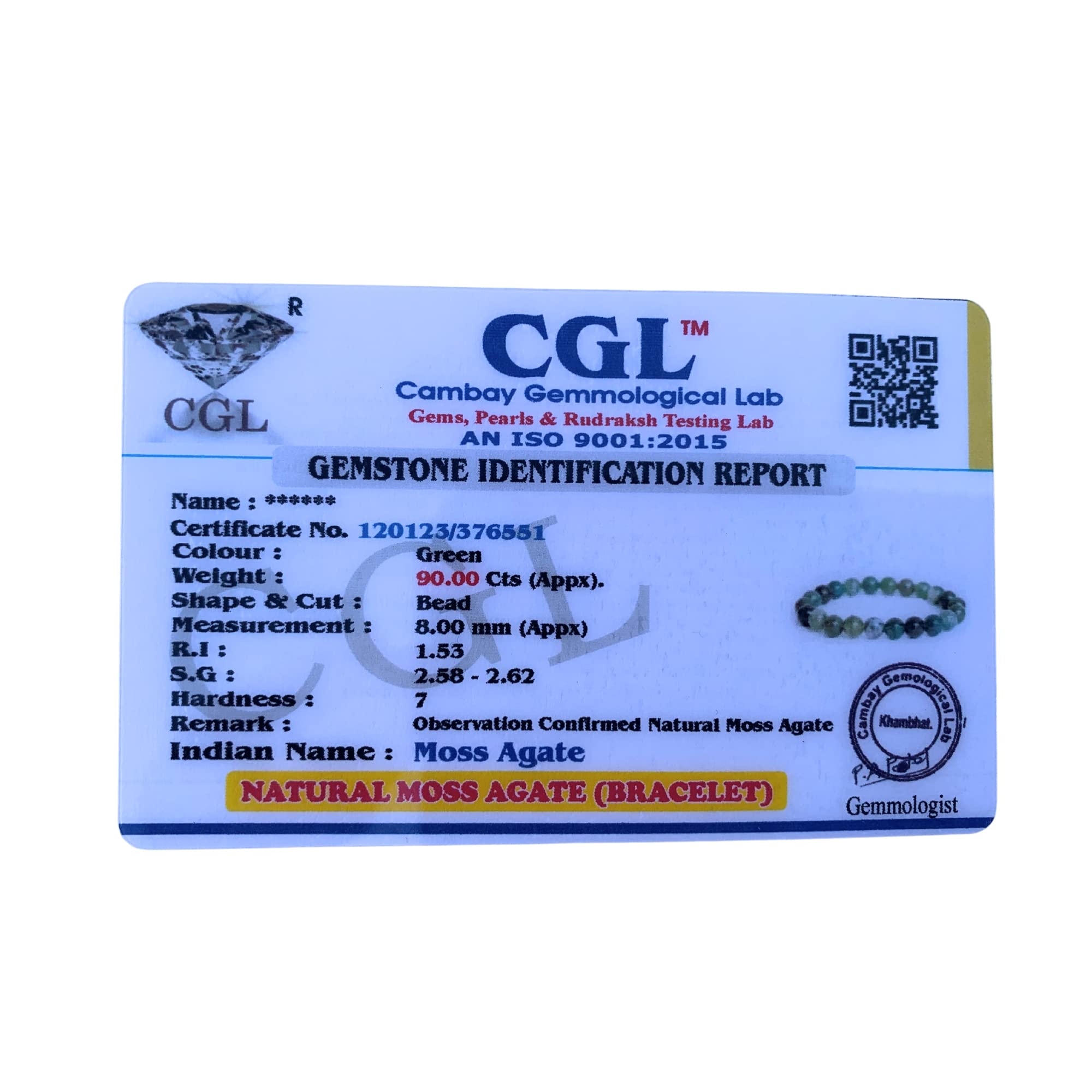 Apnisanskriti Certified Stone Bracelet (8mm) – Natural Reiki Feng Shui Round Gemstone – Free Size for Men & Women