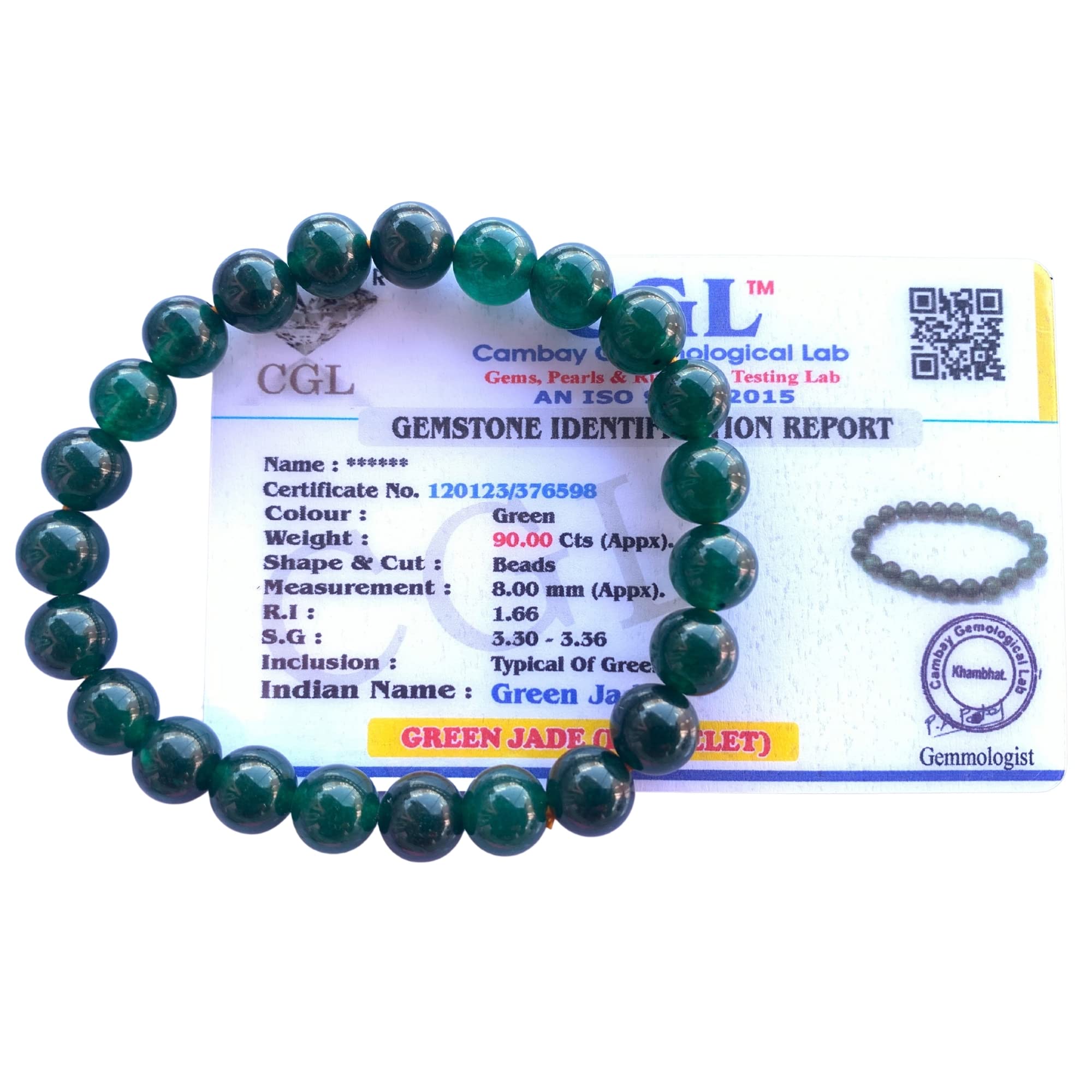 Apnisanskriti Certified Stone Bracelet (8mm) – Natural Reiki Feng Shui Round Gemstone – Free Size for Men & Women