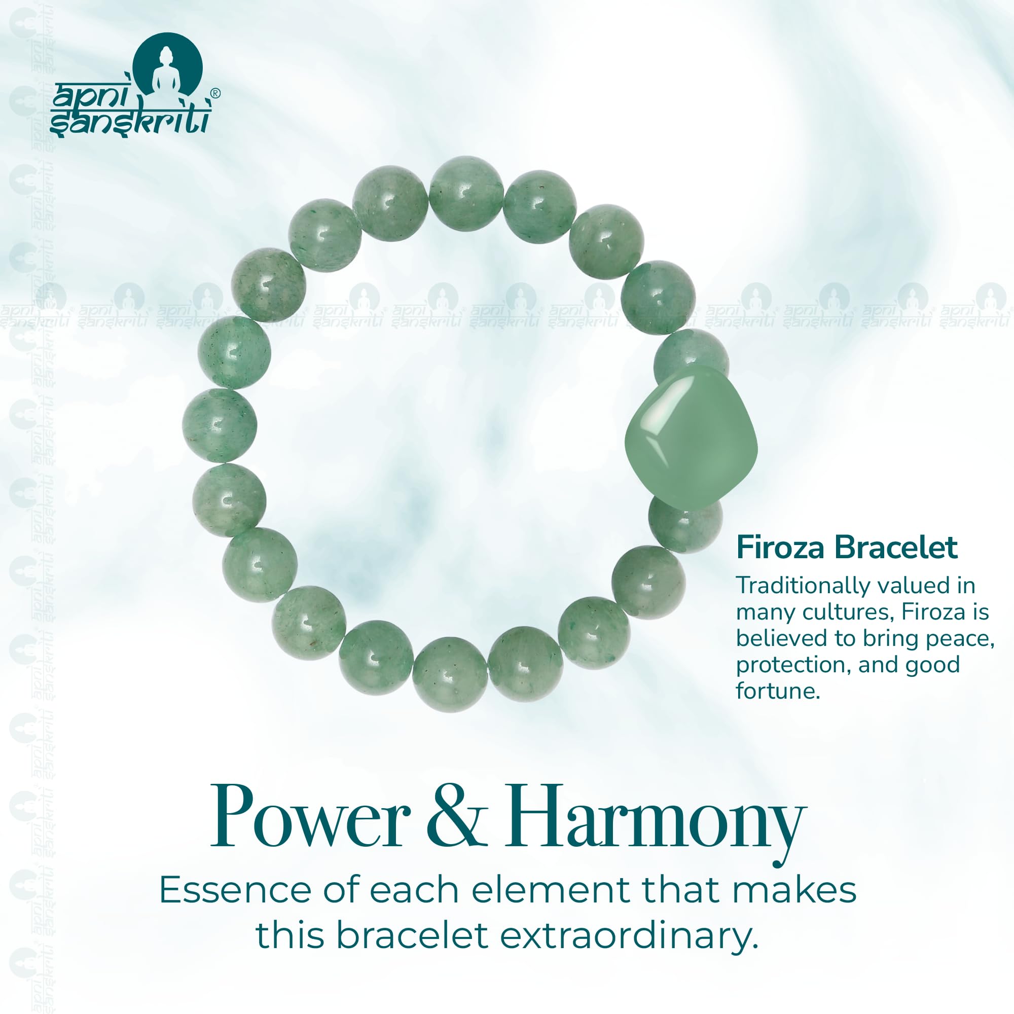 Apnisanskriti Certified Stone Bracelet (8mm) – Natural Reiki Feng Shui Round Gemstone – Free Size for Men & Women