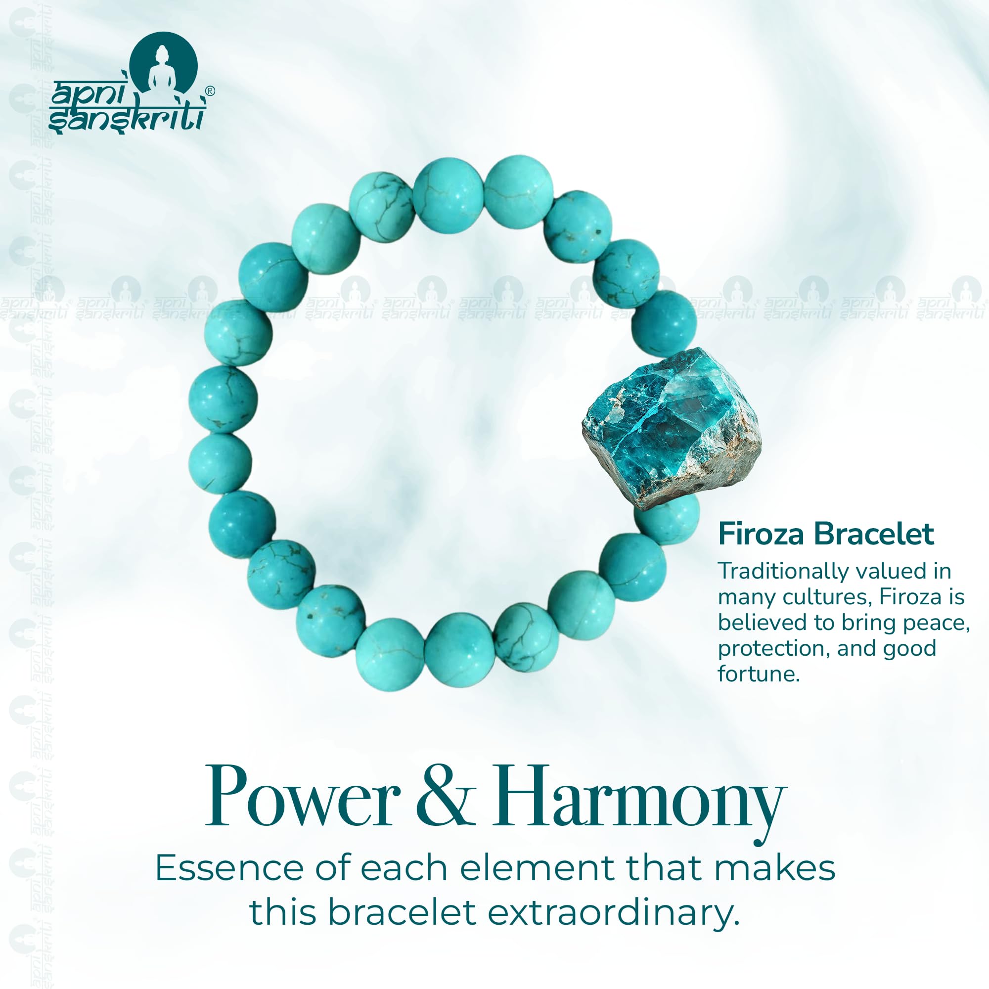 Apnisanskriti Certified Stone Bracelet (8mm) – Natural Reiki Feng Shui Round Gemstone – Free Size for Men & Women