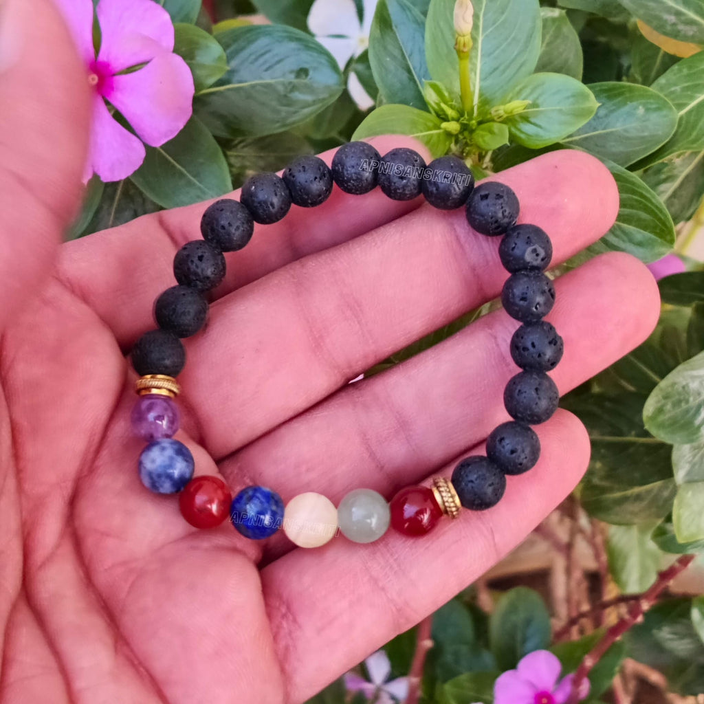 Apnisanskriti Certified Stone Bracelet (8mm) – Natural Reiki Feng Shui Round Gemstone – Free Size for Men & Women