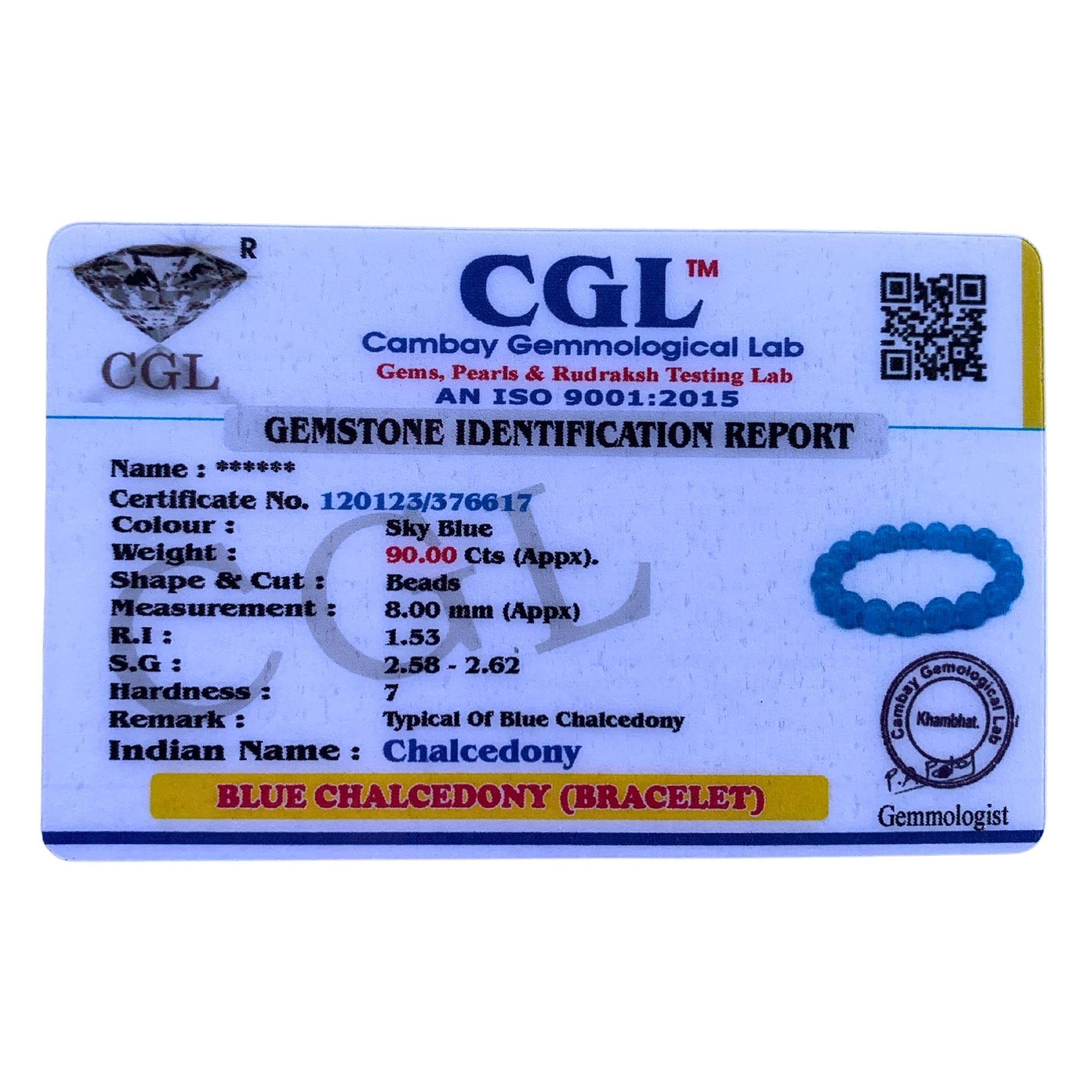 Apnisanskriti Certified Stone Bracelet (8mm) – Natural Reiki Feng Shui Round Gemstone – Free Size for Men & Women