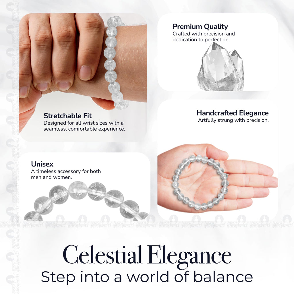 Apnisanskriti Certified Stone Bracelet (8mm) – Natural Reiki Feng Shui Round Gemstone – Free Size for Men & Women