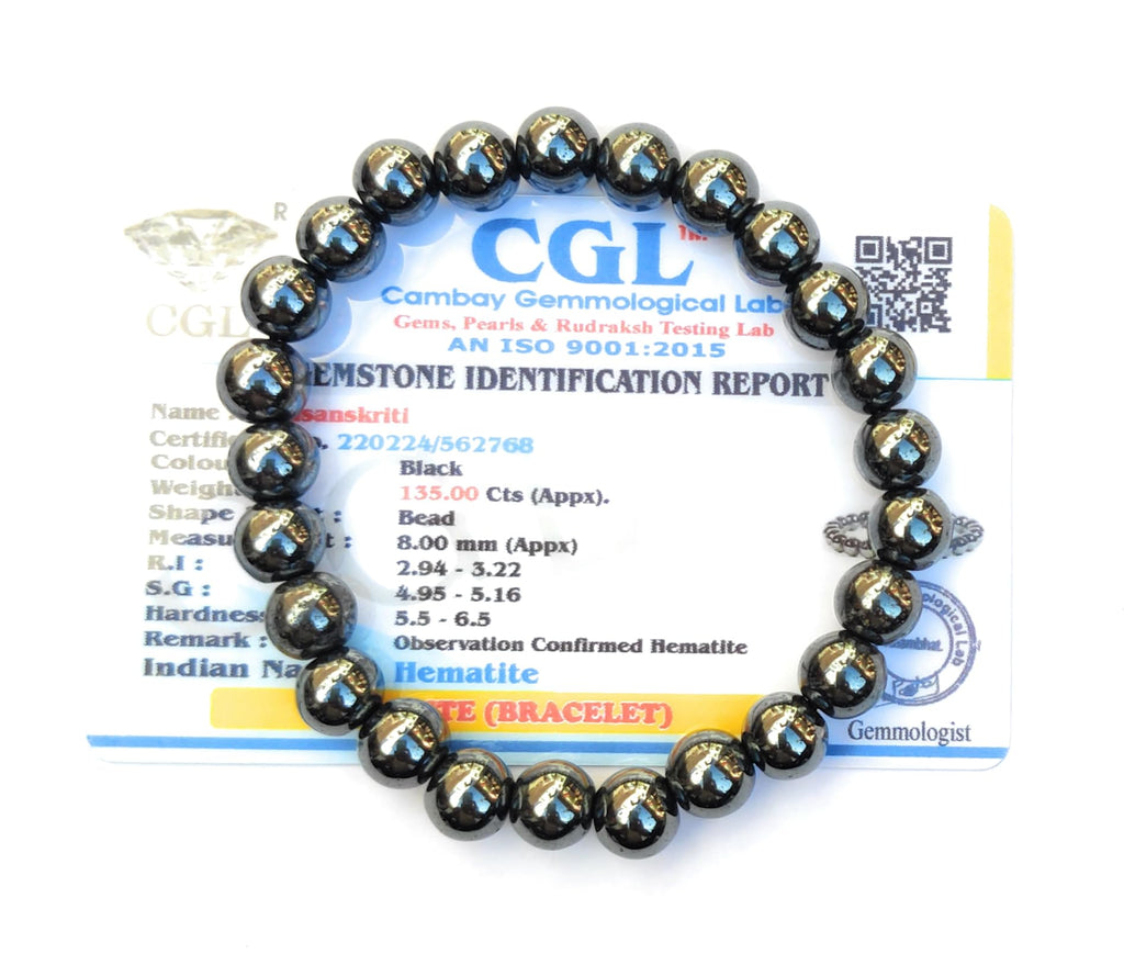 Apnisanskriti Certified Stone Bracelet (8mm) – Natural Reiki Feng Shui Round Gemstone – Free Size for Men & Women