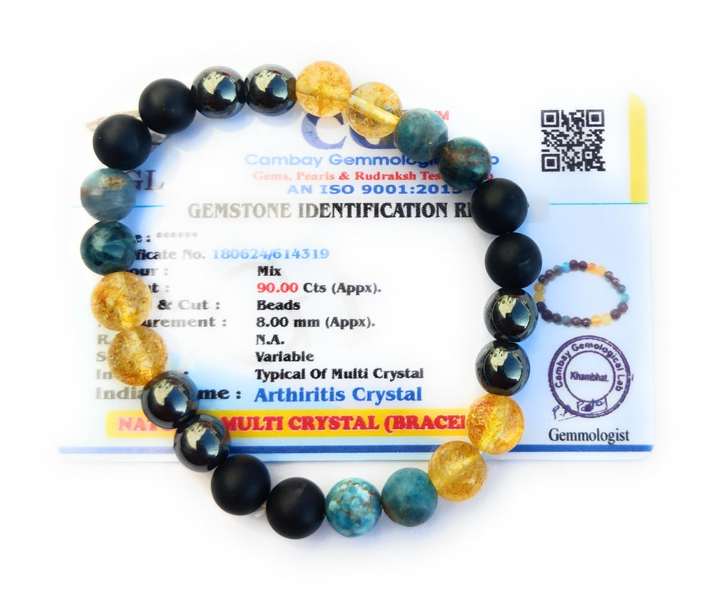 Apnisanskriti Arthritis Healing Crystal Band | Round Multicolor Beads | Elastic Handmade Jewelry for Men and Women